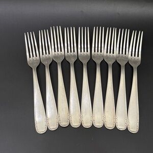 9pcs Vintage GES 90 German Silver-plated Fork Flatware